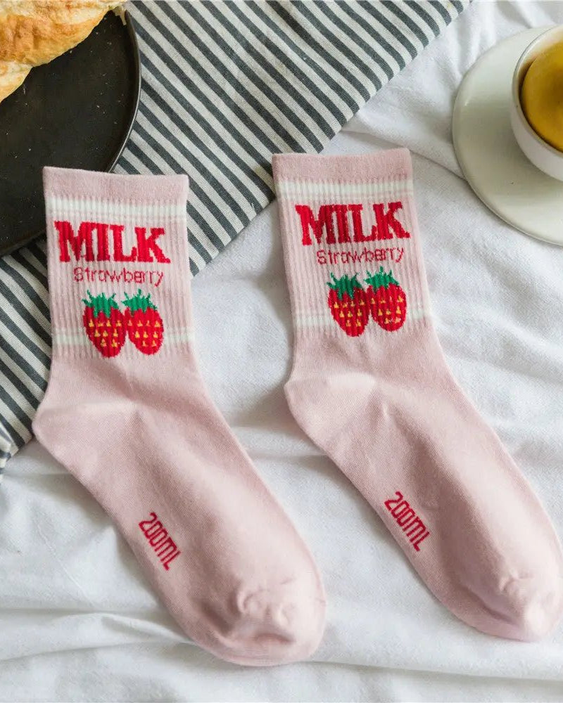 Strawberry Milk Socks Inspired by Harajuku Fashion - Cosparty