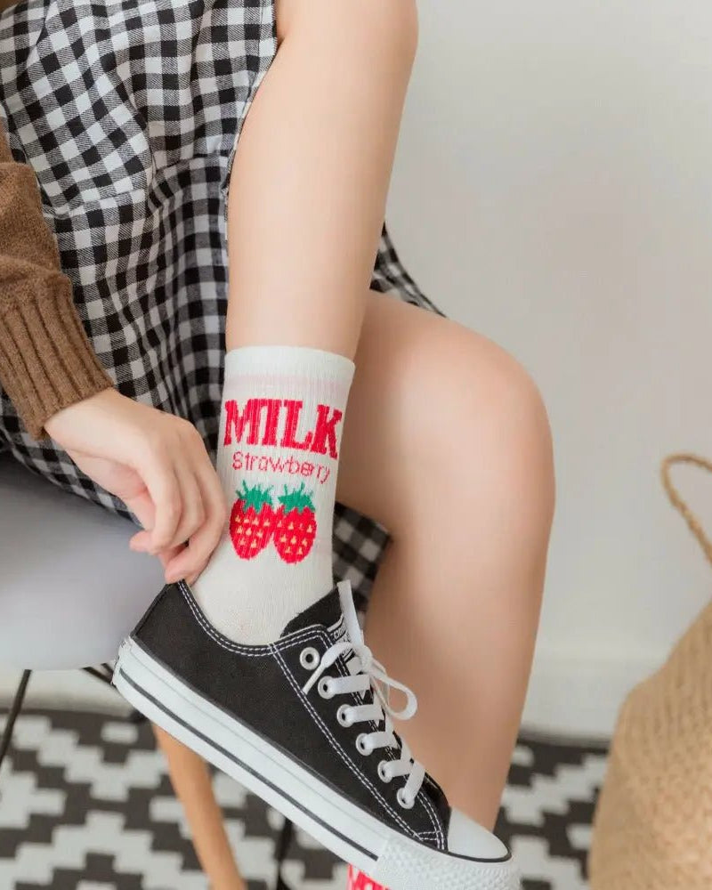 Strawberry Milk Socks Inspired by Harajuku Fashion - Cosparty
