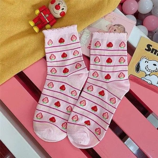 Strawberry Milk Socks Inspired by Harajuku Fashion - Cosparty