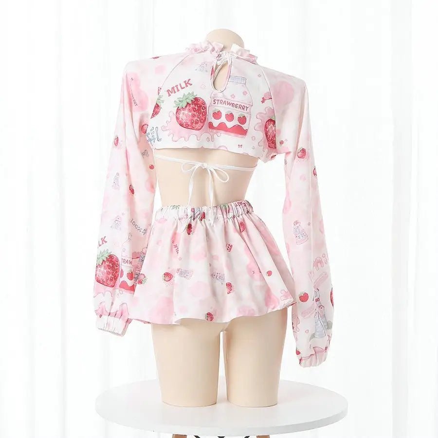 Strawberry Pink Cow Lingerie Cosplay Set - Cosparty