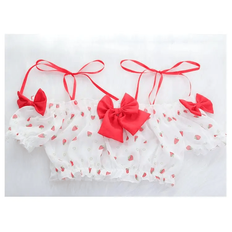 Strawberry Polkadot Farm Girl Lingerie Set - Cosparty