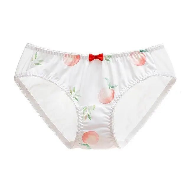 Strawberry Print Lace Trim Underwear with Bow Design - Cosparty