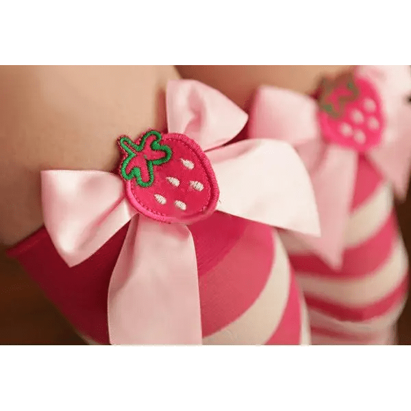 Strawberry Striped Over - the - Knee Stockings in Multiple Colors - Cosparty