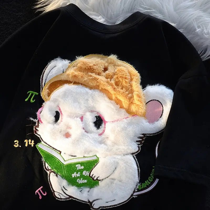 Studious Hamster Fluffy Tee for Ultimate Cuteness and Comfort - Cosparty