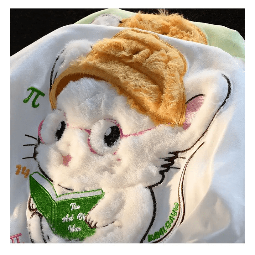 Studious Hamster Fluffy Tee for Ultimate Cuteness and Comfort - Cosparty