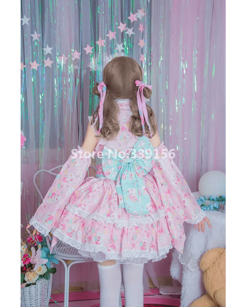 Stunning Pink or Blue Ruffled Kimono Dress in Lolita Style - Cosparty