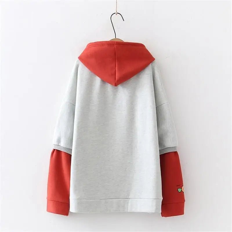 Sweet Anime Inspired Red and Grey Hoodie for Cosparty Fans - Cosparty