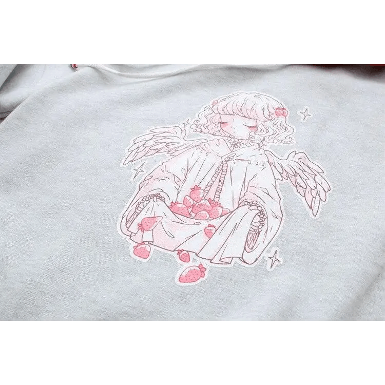 Sweet Anime Inspired Red and Grey Hoodie for Cosparty Fans - Cosparty