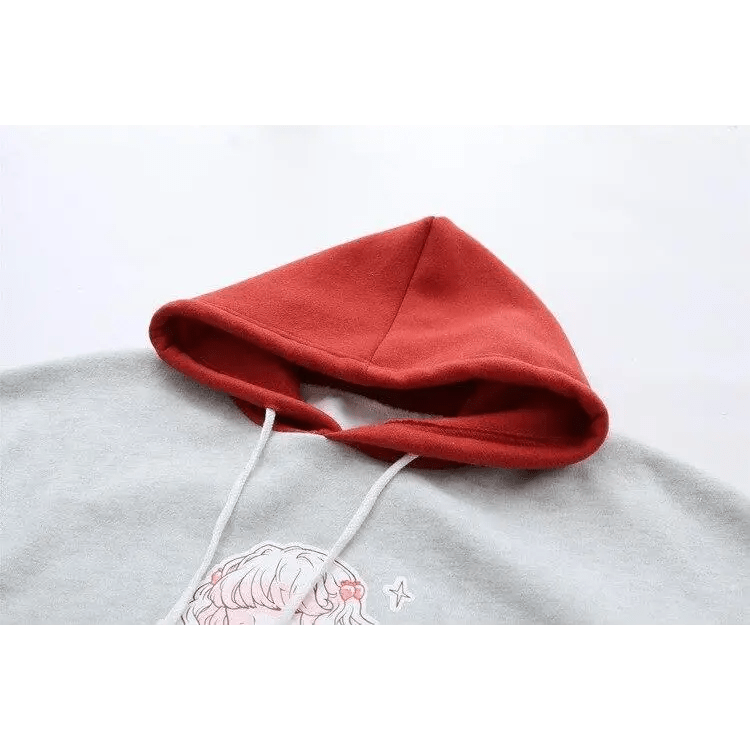 Sweet Anime Inspired Red and Grey Hoodie for Cosparty Fans - Cosparty