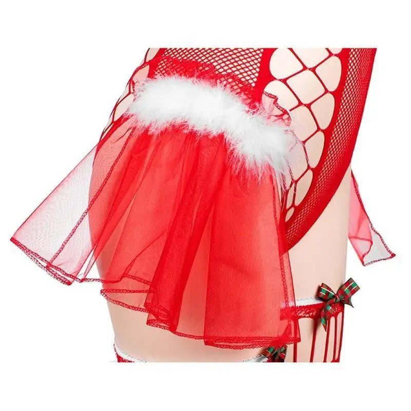 Sweet Fur Trimmed Reindeer Tutu Lingerie Set for Christmas - Cosparty