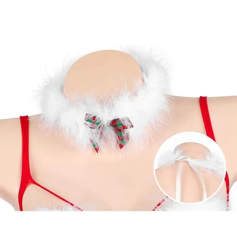 Sweet Fur Trimmed Reindeer Tutu Lingerie Set for Christmas - Cosparty