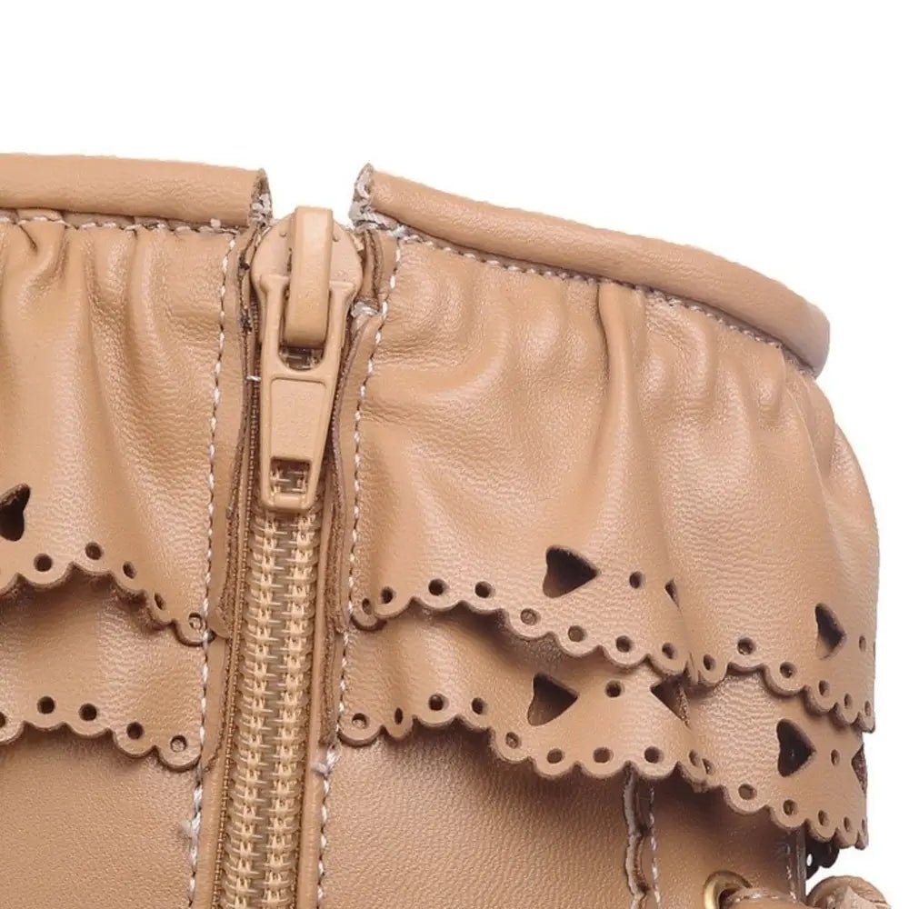 Sweet Lolita Booties with Ruffled Trim and Comfortable Design - Cosparty