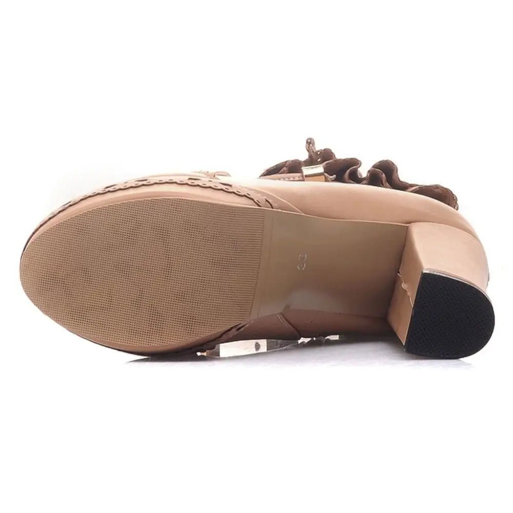 Sweet Lolita Booties with Ruffled Trim and Comfortable Design - Cosparty