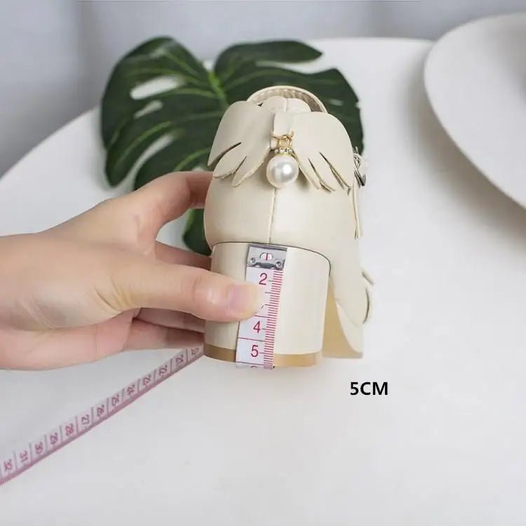 Sweet Lolita Fashion Shoes with Scalloped Trim and Heart Buckles - Cosparty