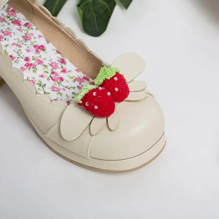 Sweet Lolita Fashion Shoes with Scalloped Trim and Heart Buckles - Cosparty