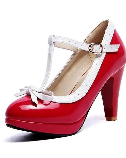 Sweet Lolita Heels with Lace Trim and Bow in Toe Version - Cosparty