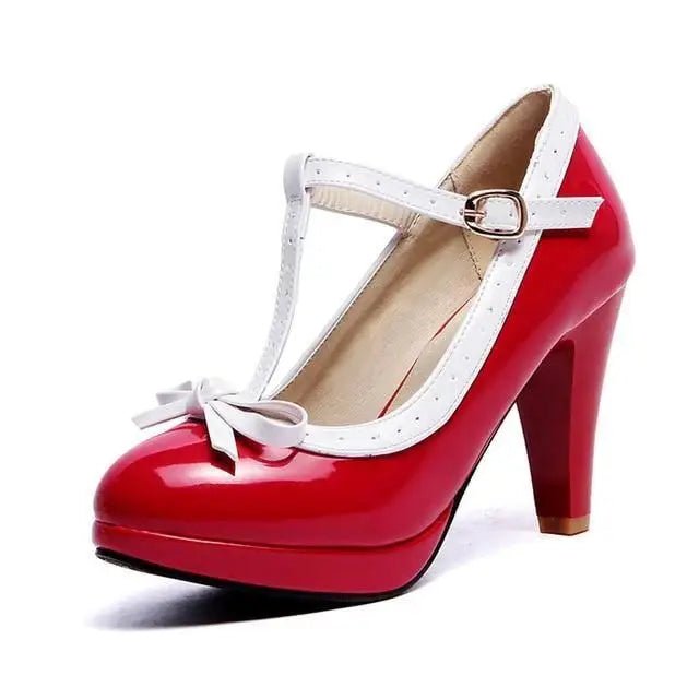 Sweet Lolita Heels with Lace Trim and Bow in Toe Version - Cosparty