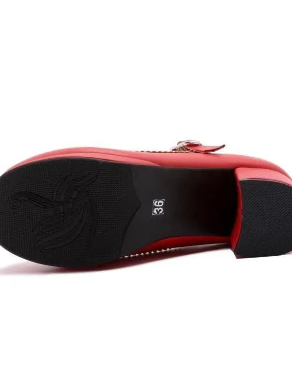 Sweet Lolita Heels with Lace Trim and Bow in Toe Version - Cosparty