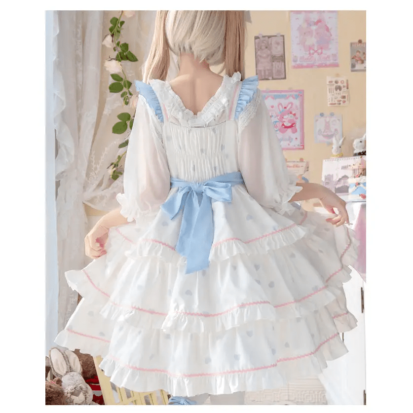 Sweet Pastel Blue Polkadot Lolita Dress with Luxurious Details - Cosparty