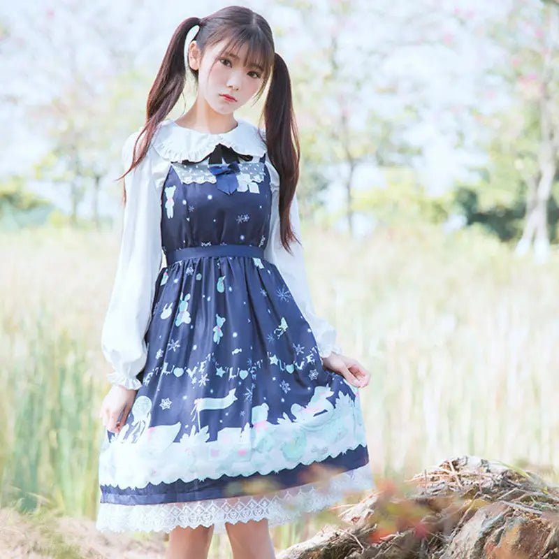 Sweet Pastel Snowflakes Baby Girl Lolita Dress in Two Sizes - Cosparty