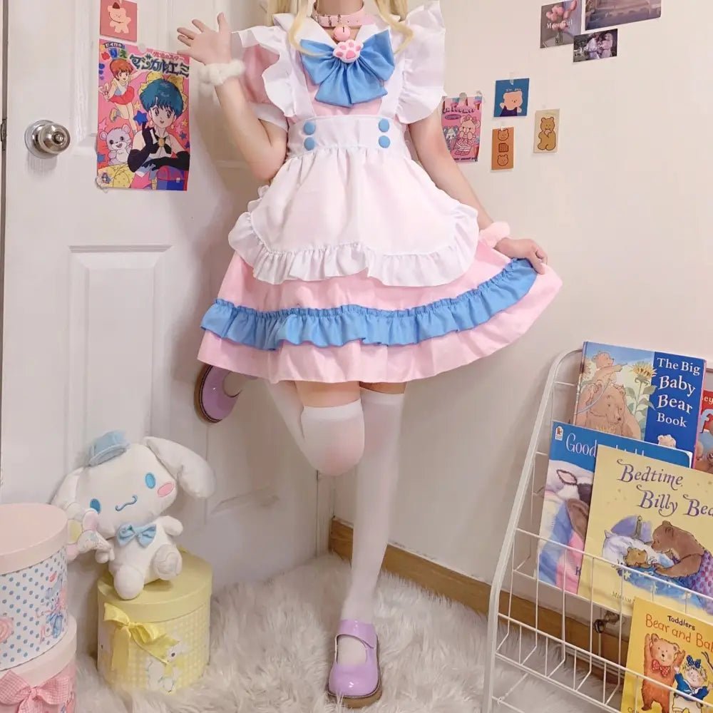 Sweet Pink and Blue Cotton Candy Maid Cosplay Set - Cosparty