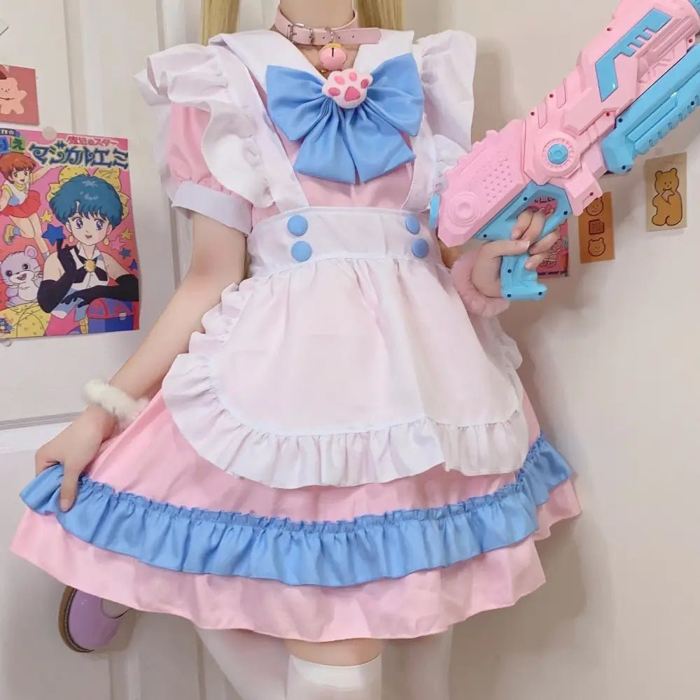 Sweet Pink and Blue Cotton Candy Maid Cosplay Set - Cosparty