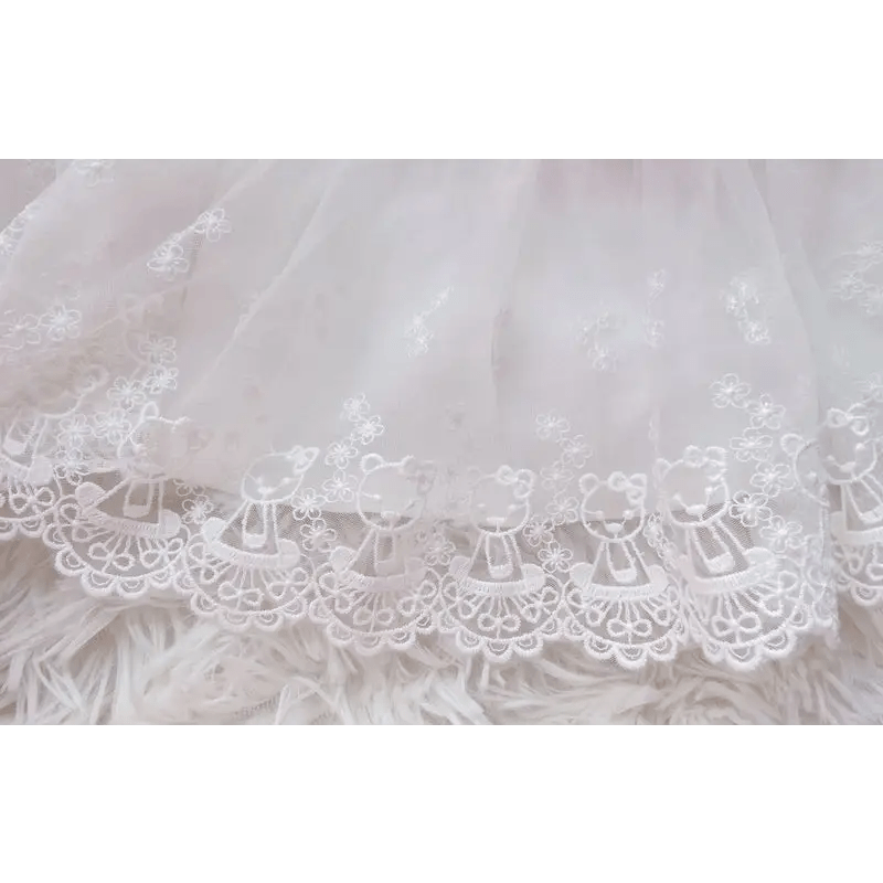Sweet Pink and White Lace Lolita Skirt with Ribbons and Ruffles - Cosparty