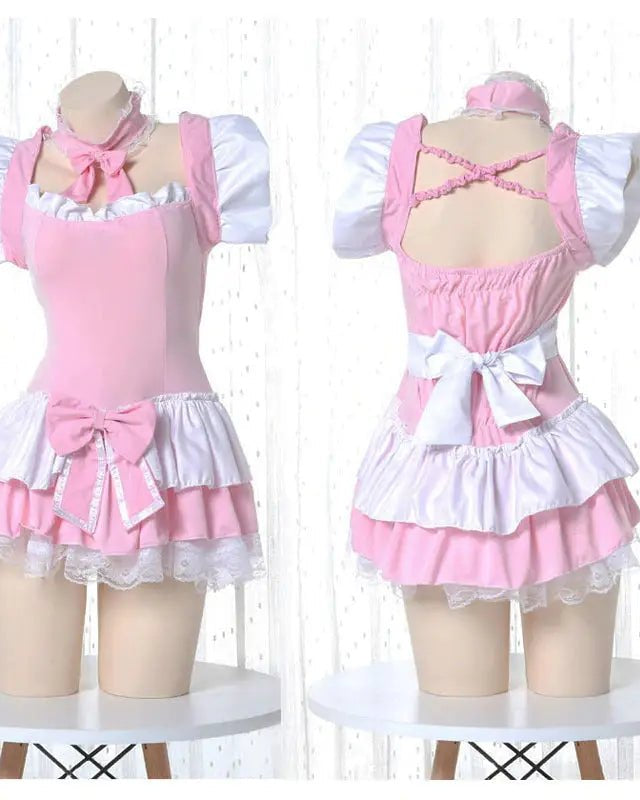 Sweet Pink Princess Dress with Bows and Ruffles - Cosparty