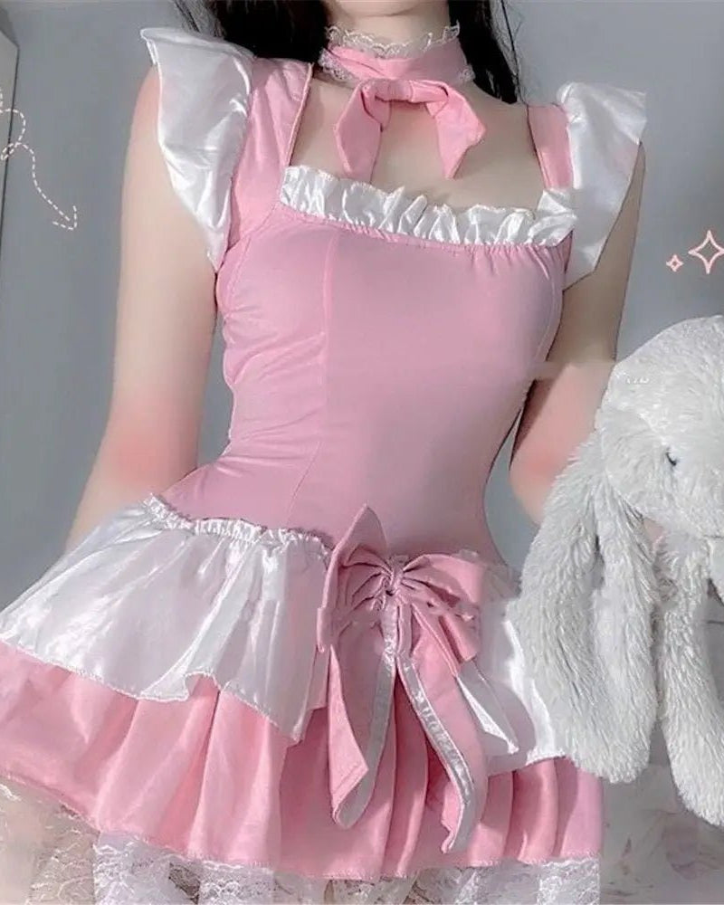 Sweet Pink Princess Dress with Bows and Ruffles - Cosparty