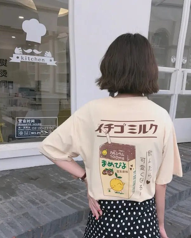 Sweet Pink Strawberry Milk Tee for Everyday and Cosplay Looks - Cosparty