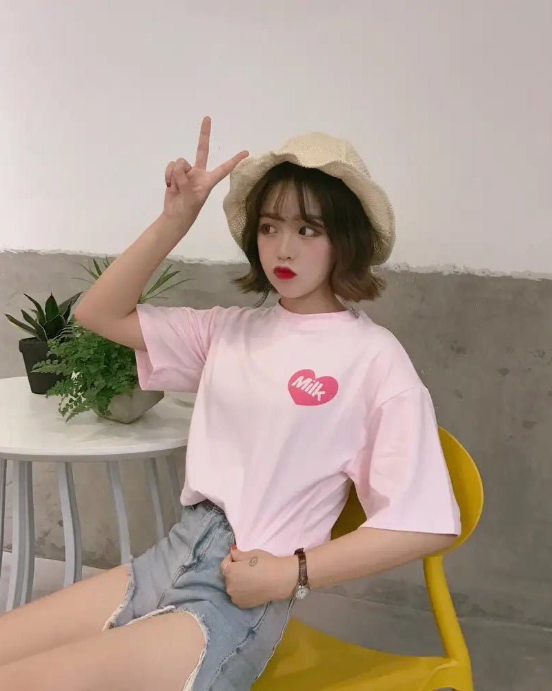 Sweet Pink Strawberry Milk Tee for Everyday and Cosplay Looks - Cosparty