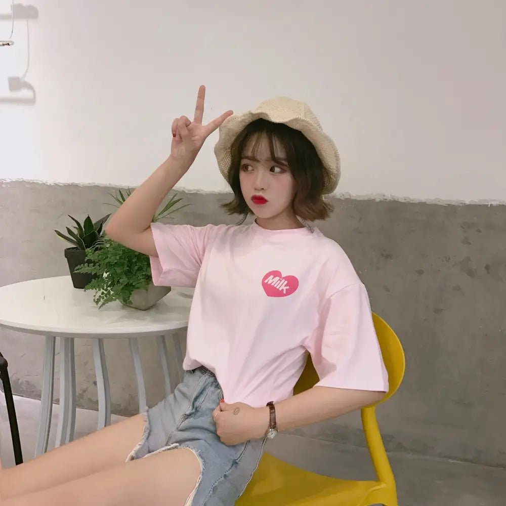 Sweet Pink Strawberry Milk Tee for Everyday and Cosplay Looks - Cosparty