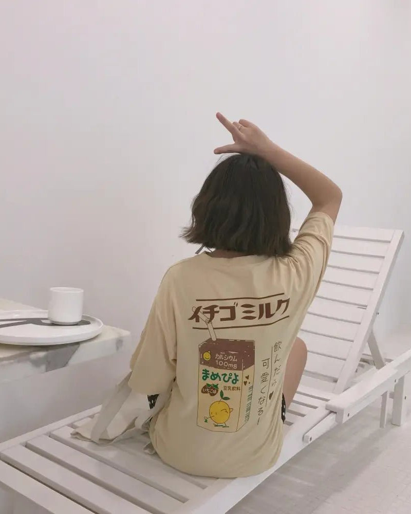 Sweet Pink Strawberry Milk Tee for Everyday and Cosplay Looks - Cosparty