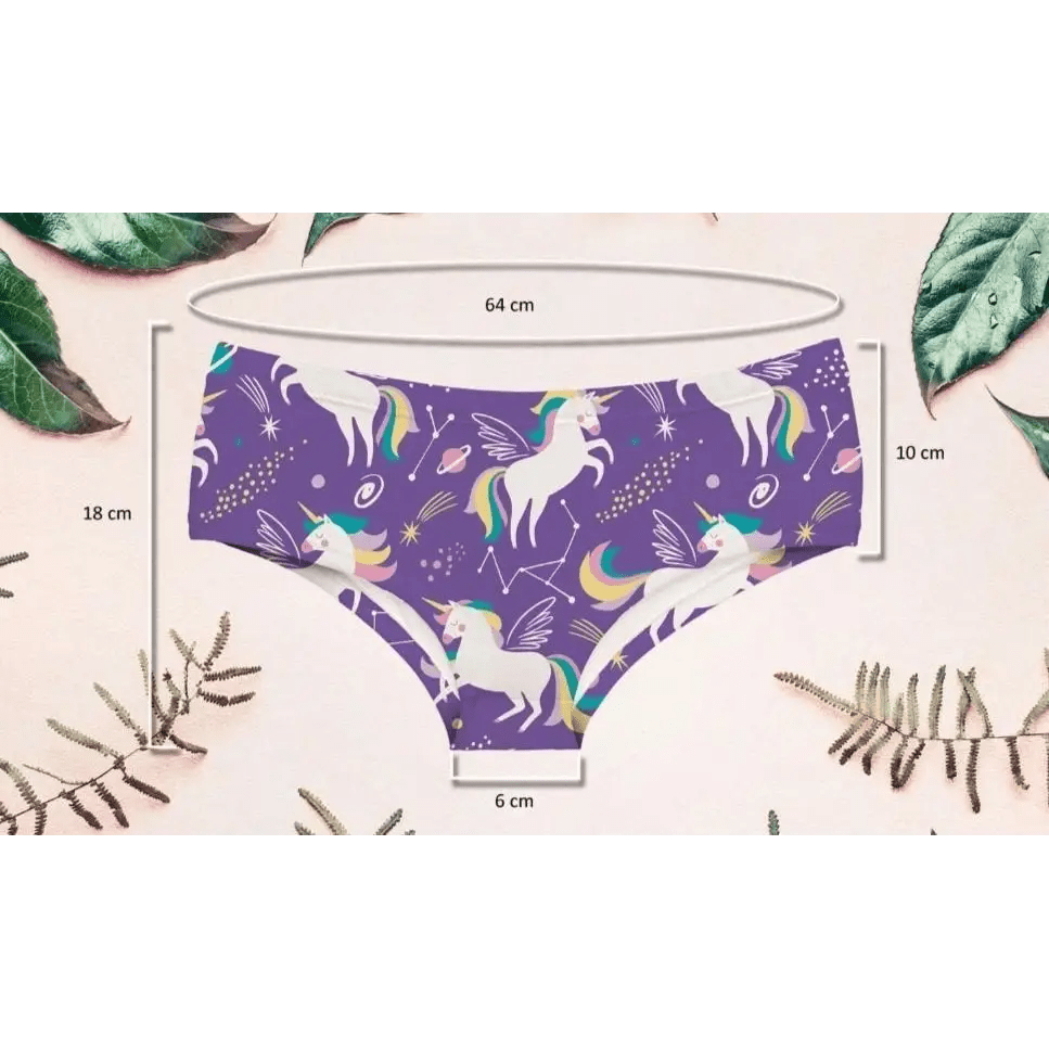 Sweet Purple Flying Rainbow Unicorn Printed Panties for Youthful Babes - Cosparty