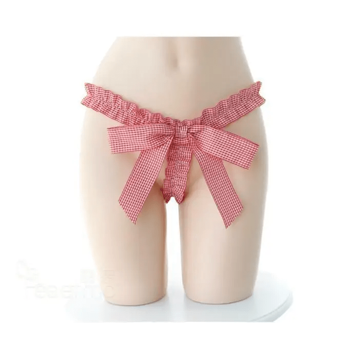 Tartan Plaid Pearl Lined Lingerie Set with Frills and Bows - Cosparty