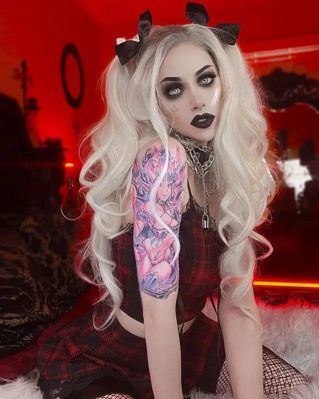 Tartan Plaid School Girl Skirt with Frilly Lace Layer - Cosparty