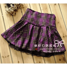 Tartan Plaid School Girl Skirt with Frilly Lace Layer - Cosparty