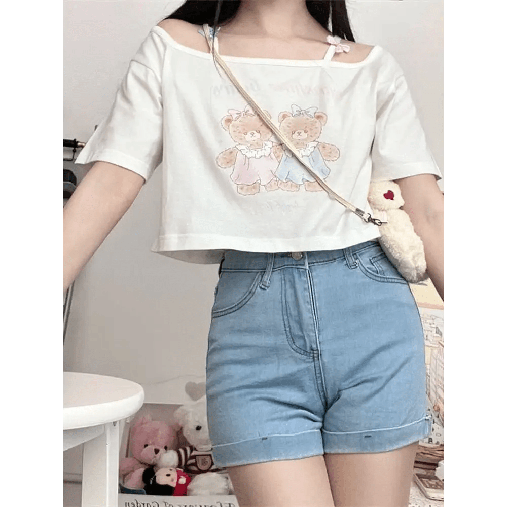 Teddy Bear Friends Tee with Adorable Pastel Graphic - Cosparty