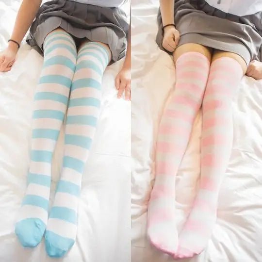 Thigh High Lolita Style Socks with Quality Elastic Comfort - Cosparty