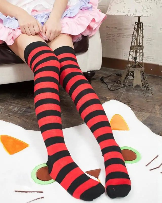 Thigh High Lolita Style Socks with Quality Elastic Comfort - Cosparty