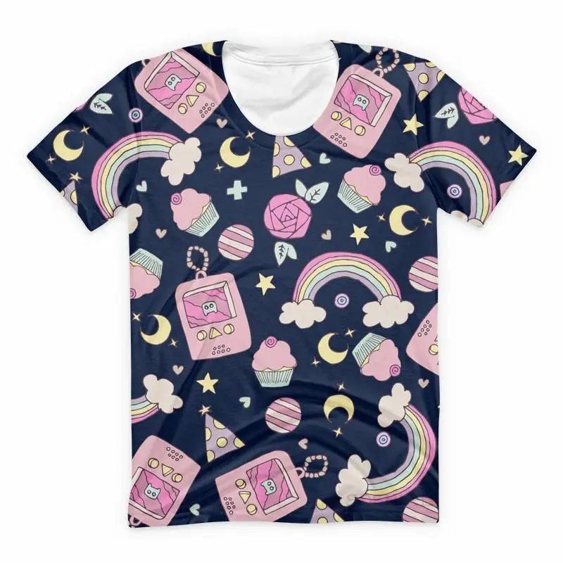 Trendy Gameboy T-Shirt with Cakes & Candy Print in Stock - Cosparty
