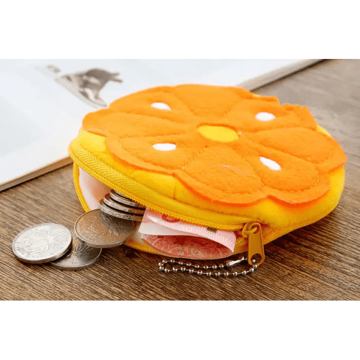 Tropical Fruit Coin Bags with Embroidery and Secure Zipper - Cosparty