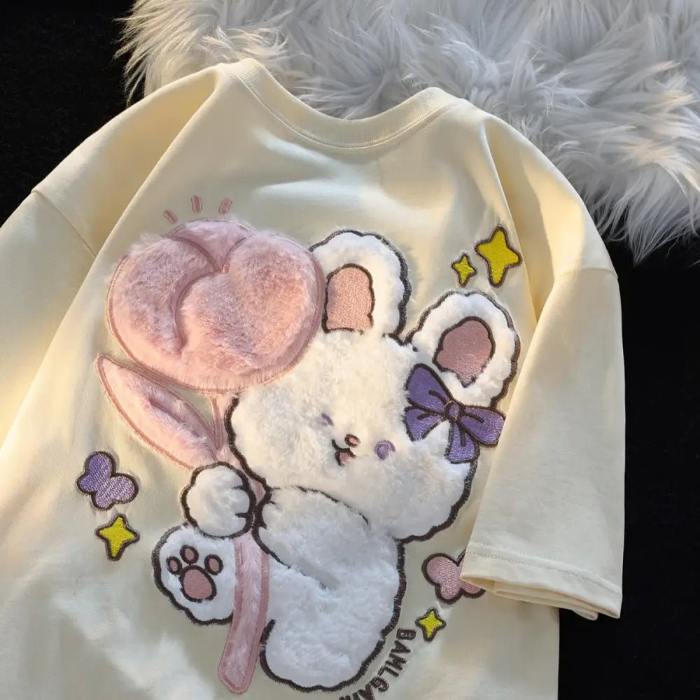 Tulip Bunny Fluffy Tee for Adorable Spring Style - Cosparty