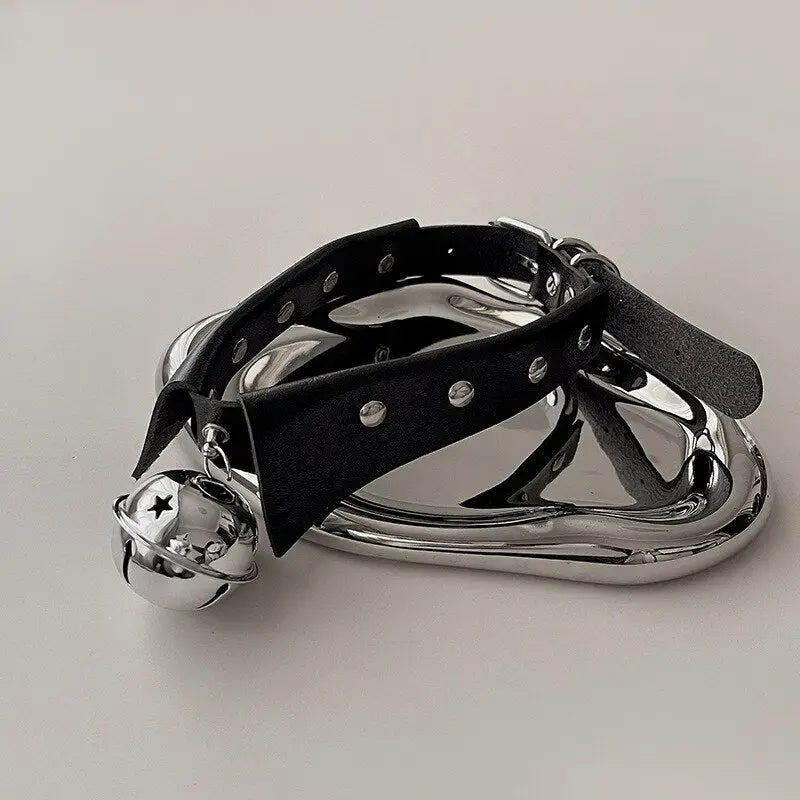 Tuxedo Bell Collar in Vegan Leather for a Playful Look - Cosparty