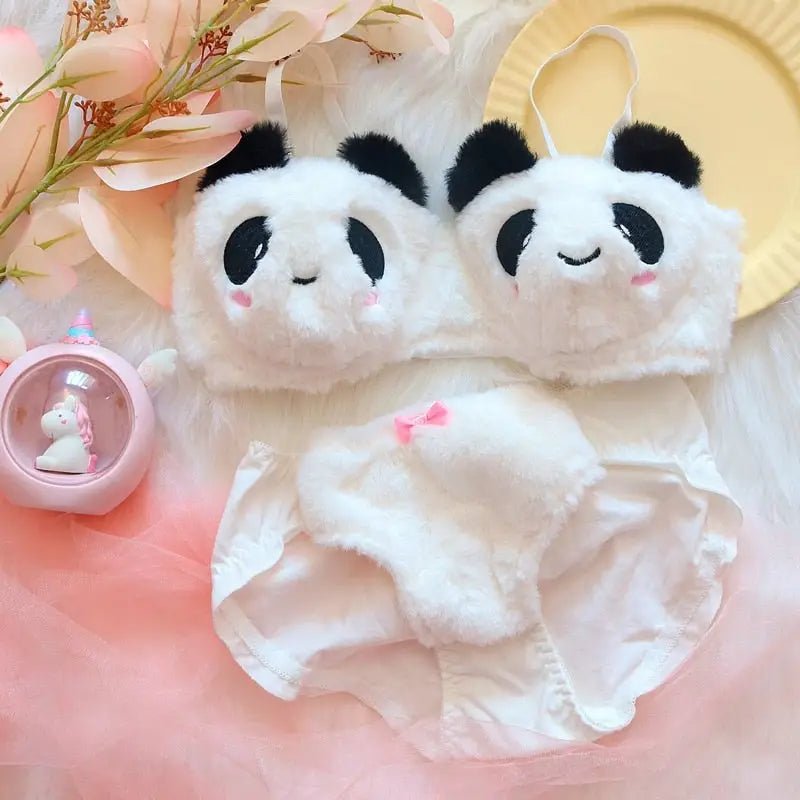 Ultra Plush Panda Teddy Lingerie Set for Cozy Nighttime Wear - Cosparty