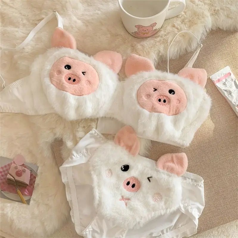 Ultra Plush Piggy Lingerie Set for Comfortable Nighttime Wear - Cosparty
