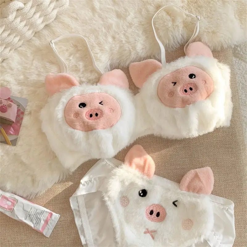 Ultra Plush Piggy Lingerie Set for Comfortable Nighttime Wear - Cosparty