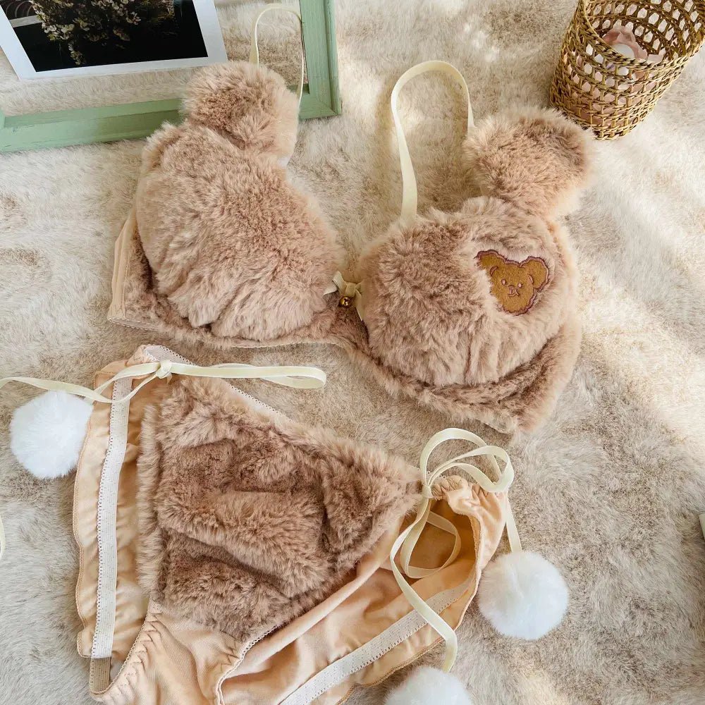Ultra Plush Teddy Bear Lingerie Set for Cozy Nights - Cosparty