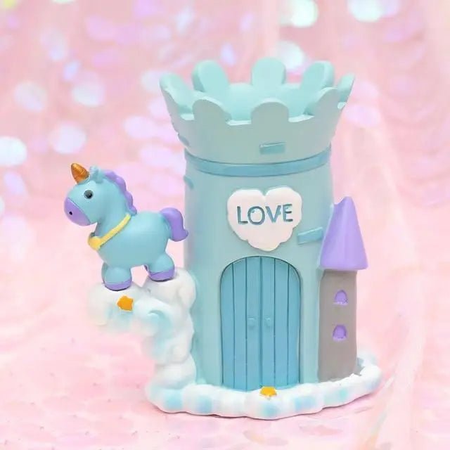 Unicorn Castle Pen Holder in Light Blue or Pink - Cosparty