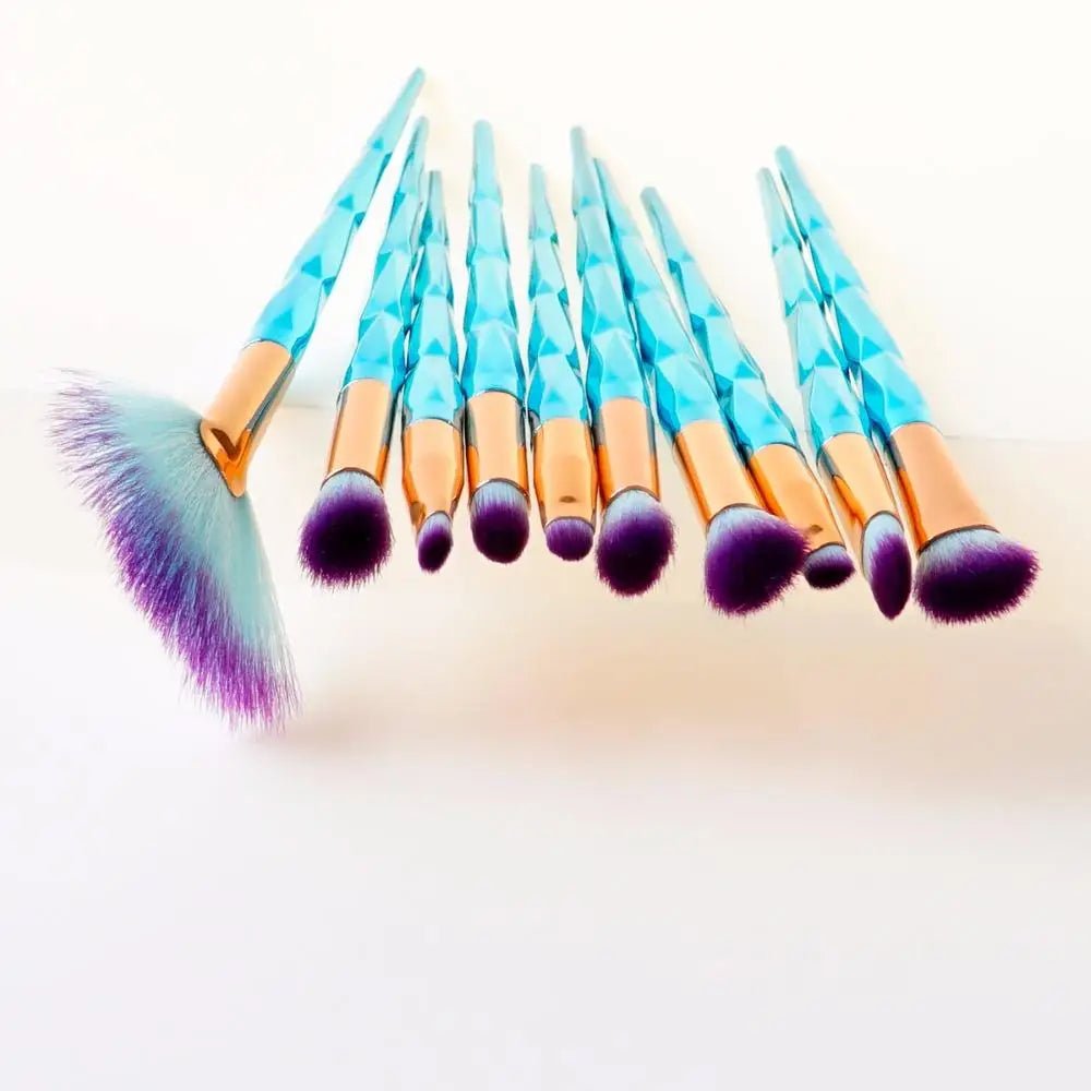 Unicorn Inspired Diamond Patterned Makeup Brushes - Cosparty